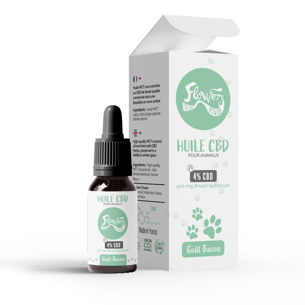 Huile CBD 04% animaux - Saveur Bacon